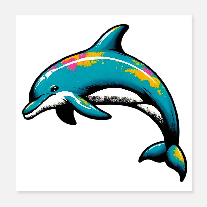 Dolphin Poster 8" x 8" (20x20 cm)