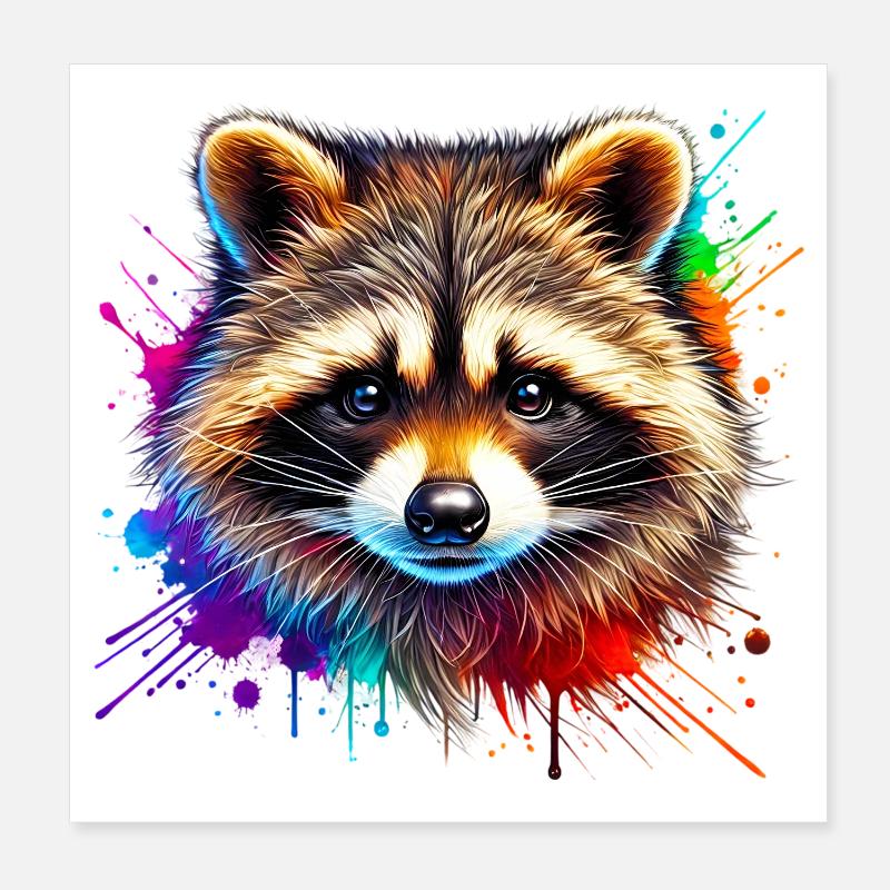 Waschbär Poster 20x20 cm