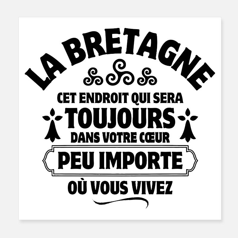 Bretagne, Breton, celte, je suis Breton - Poster 20 x 20 cm - blanc