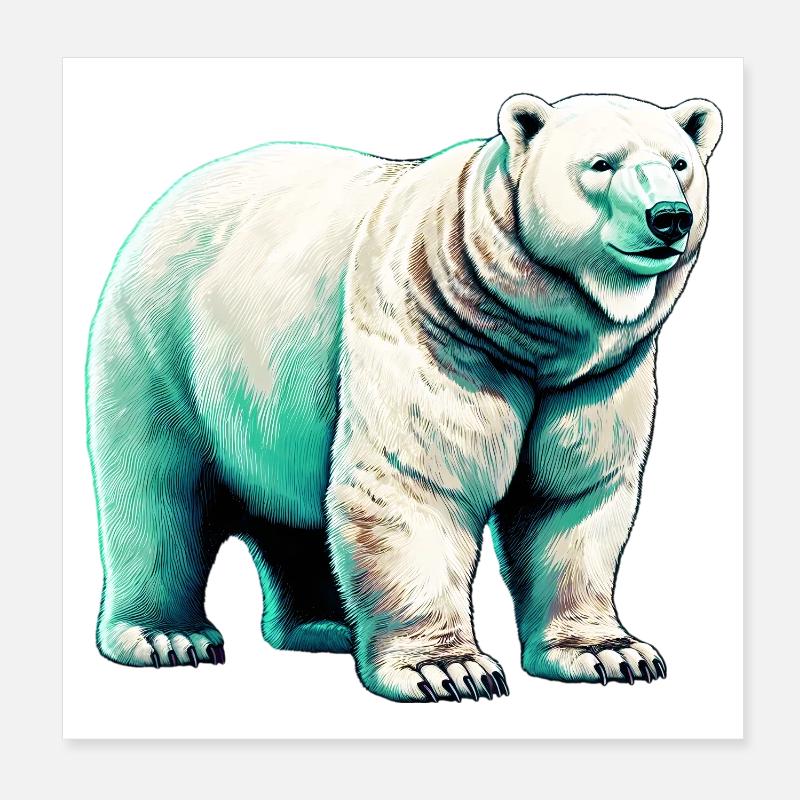 White polar bear Poster 8" x 8" (20x20 cm)