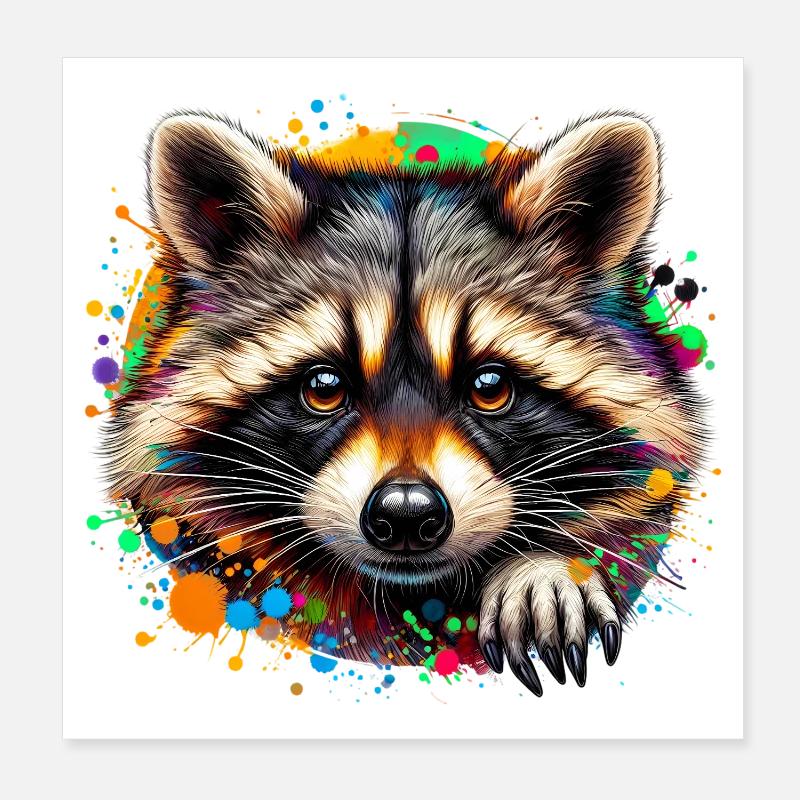 Waschbär Poster 20x20 cm
