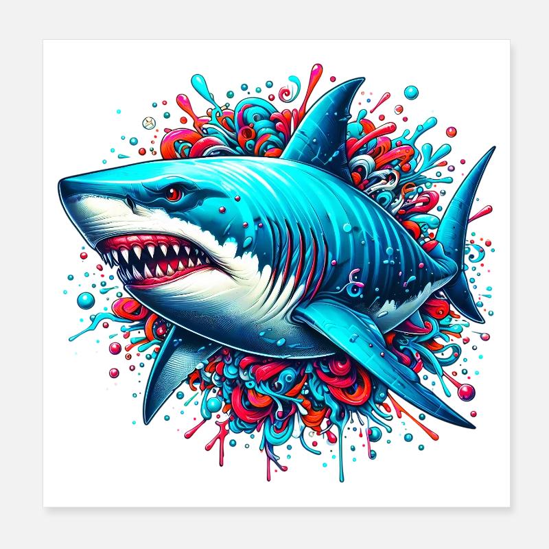 Shark Poster 8" x 8" (20x20 cm)