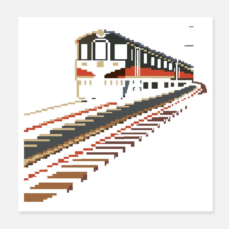 Railroad Pixels Poster 8" x 8" (20x20 cm)