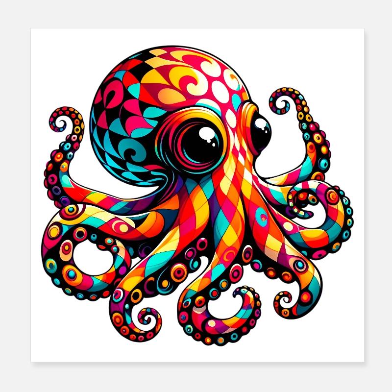 Krake Poster 20x20 cm