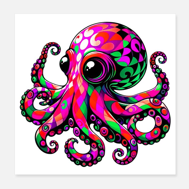Octopus Poster 8" x 8" (20x20 cm)