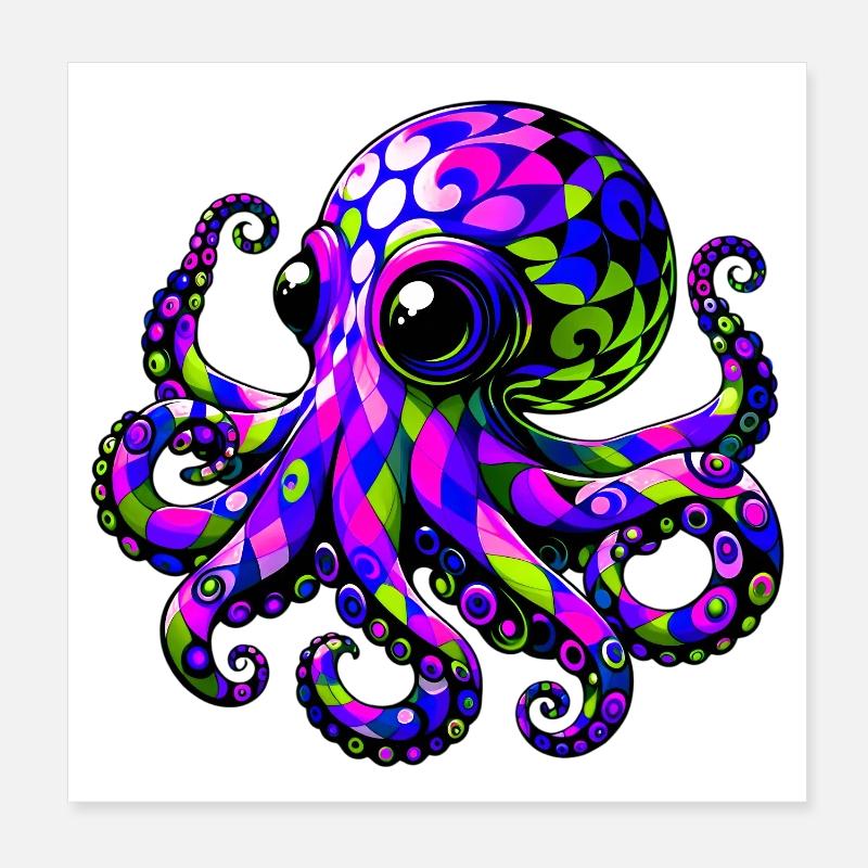 Krake Poster 20x20 cm