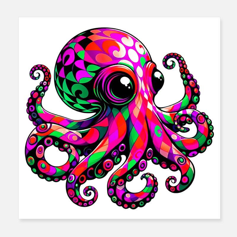 Krake Poster 20x20 cm