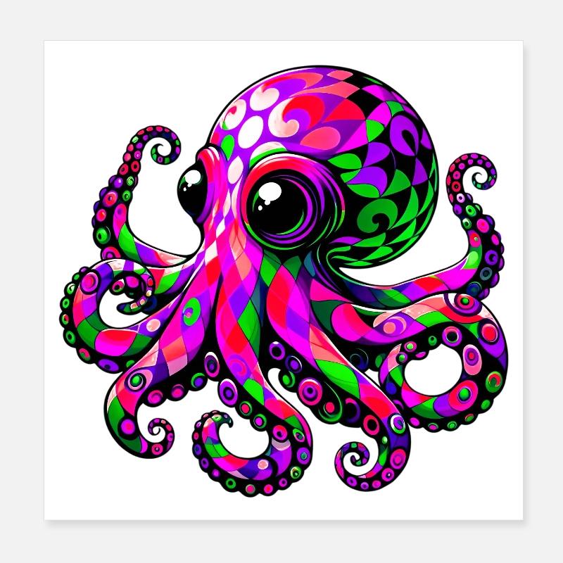 Octopus Poster 8" x 8" (20x20 cm)