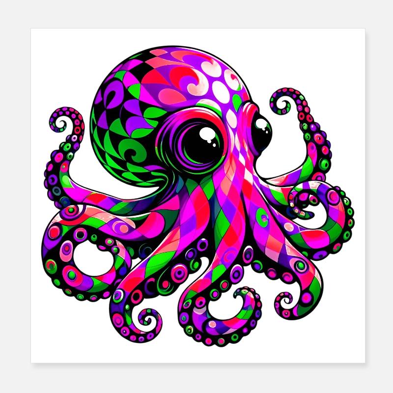 Octopus Poster 8" x 8" (20x20 cm)