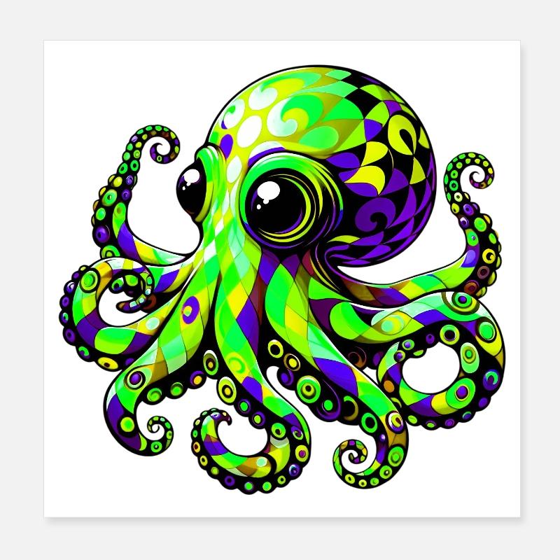 Octopus Poster 8" x 8" (20x20 cm)