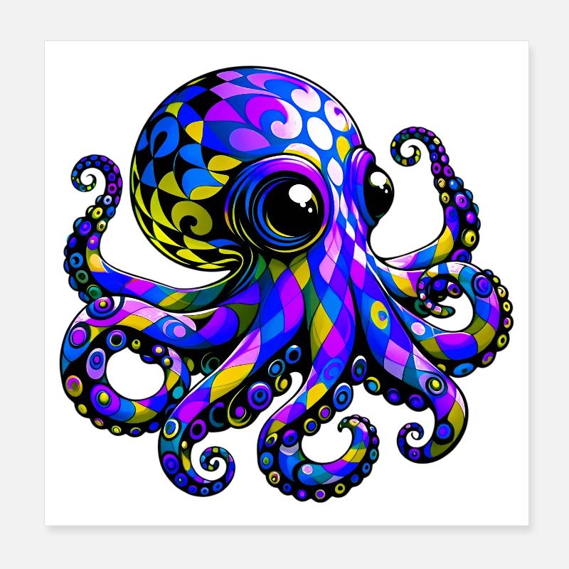 Krake Poster 20x20 cm