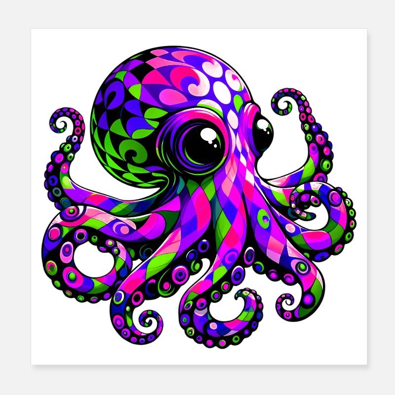 Octopus Poster 8" x 8" (20x20 cm)