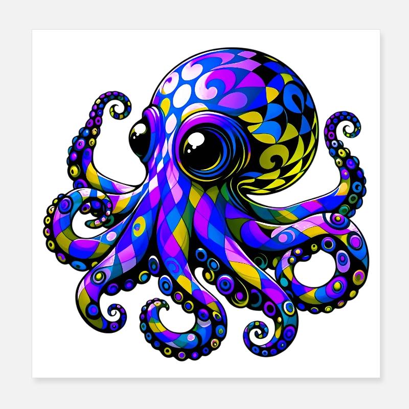 Octopus Poster 8" x 8" (20x20 cm)