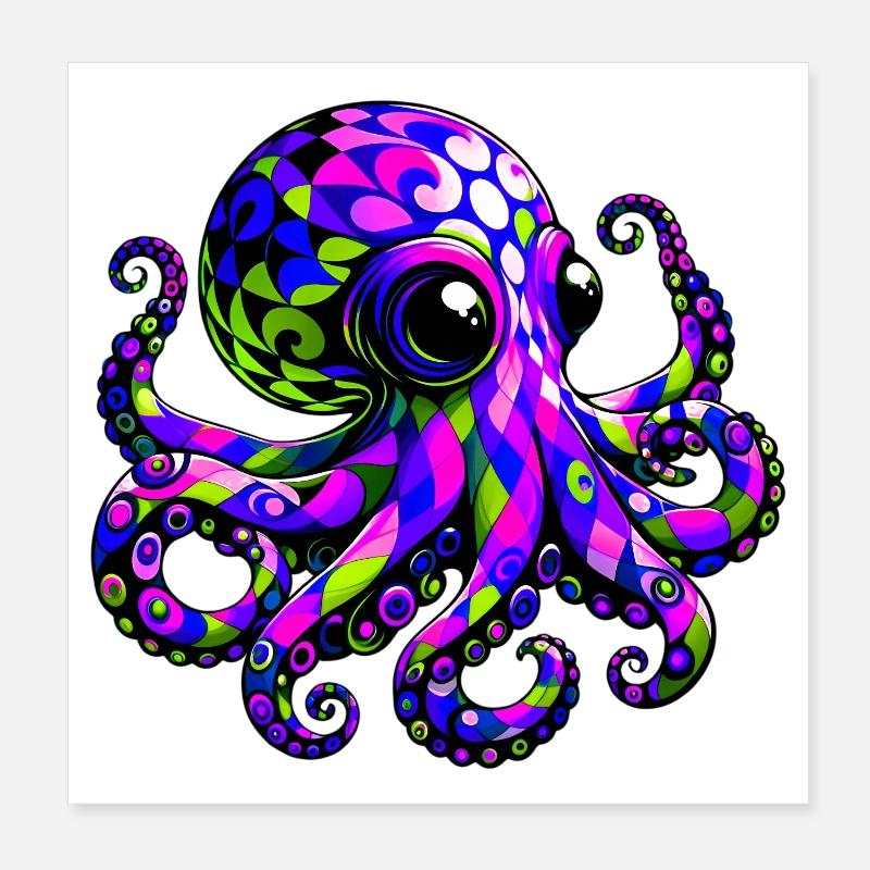 Krake Poster 20x20 cm