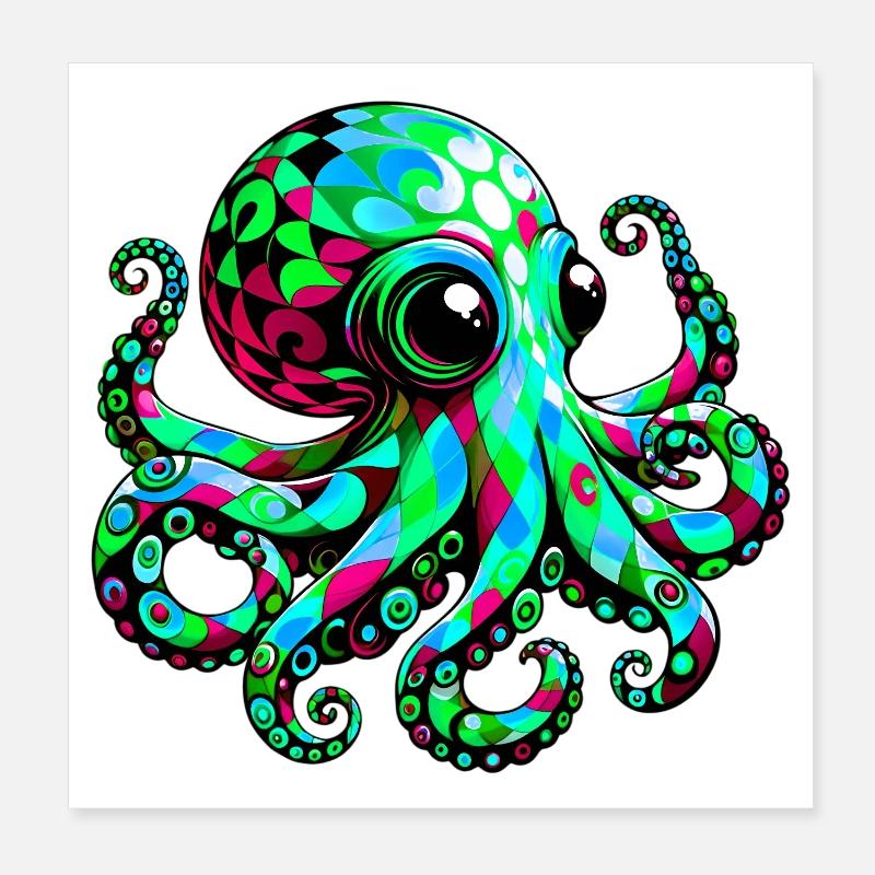 Octopus Poster 8" x 8" (20x20 cm)
