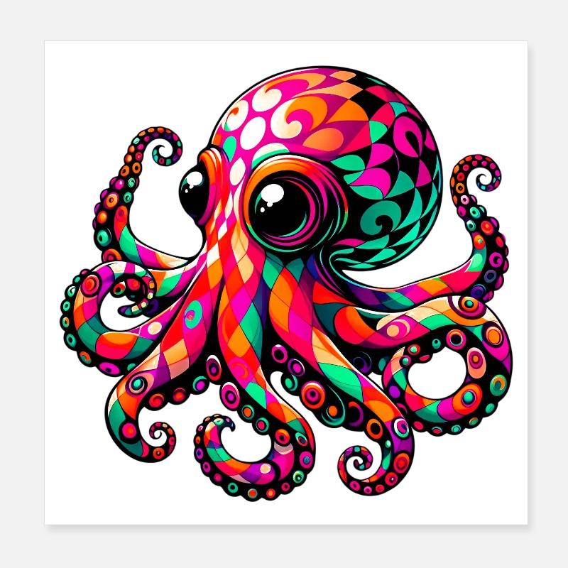 Octopus Poster 8" x 8" (20x20 cm)