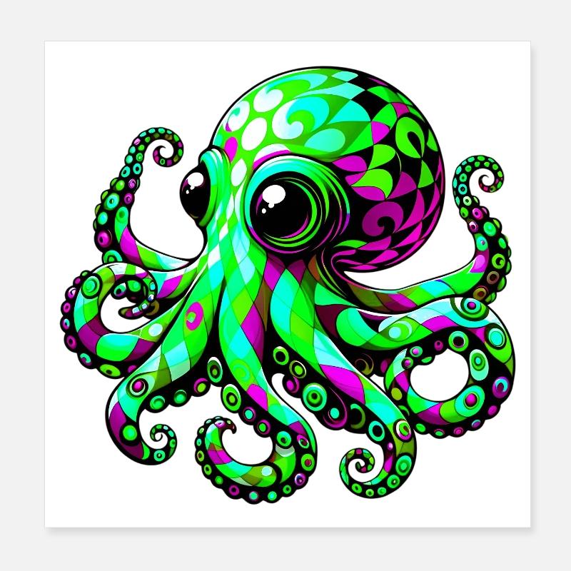 Octopus Poster 8" x 8" (20x20 cm)