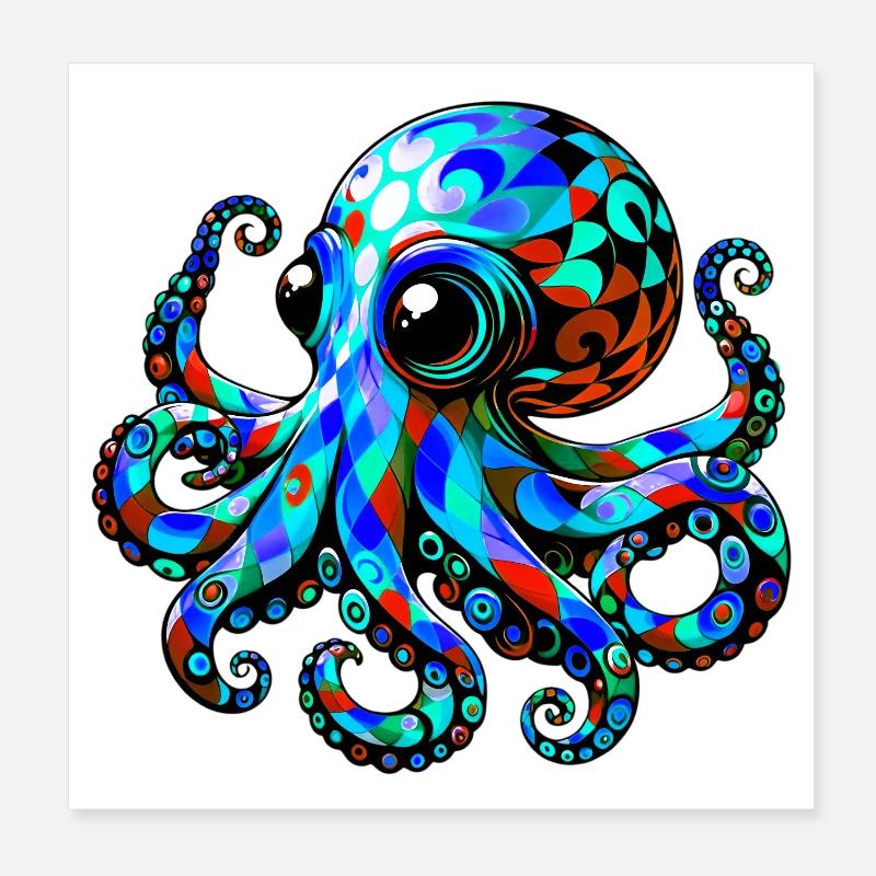Octopus Poster 8" x 8" (20x20 cm)