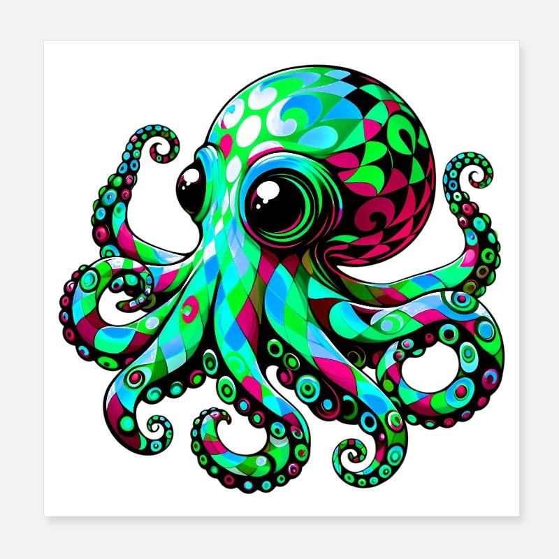 Octopus Poster 8" x 8" (20x20 cm)