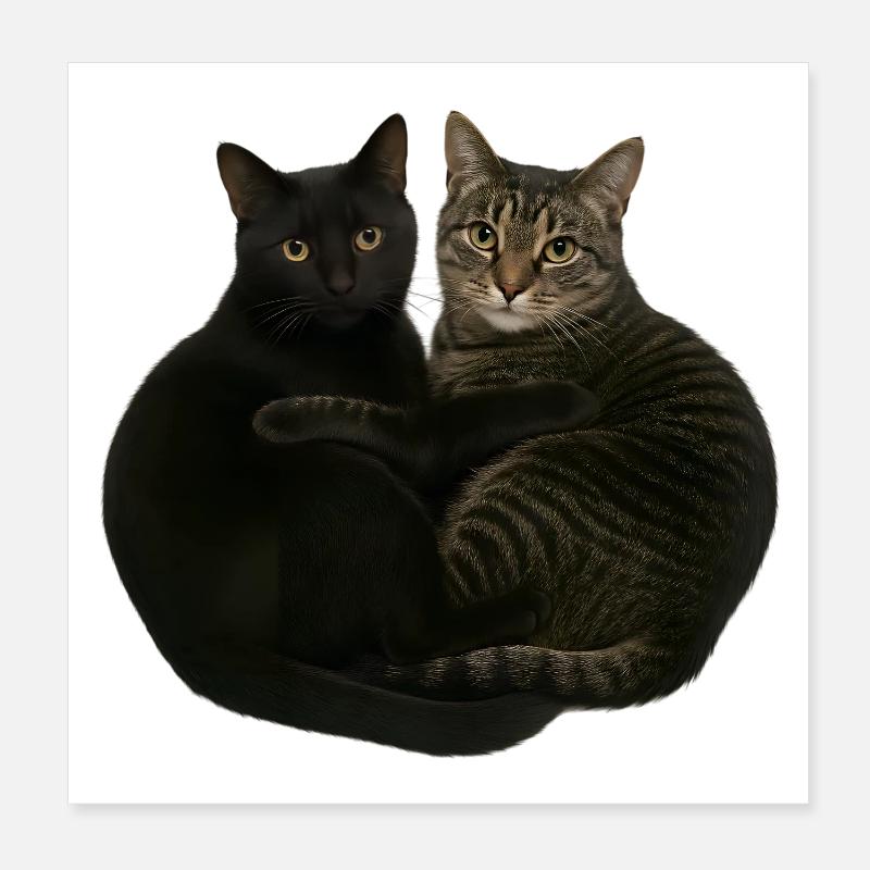Two cats cuddling Poster 8" x 8" (20x20 cm)