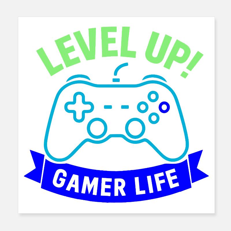 Level Up Gamer Leben Controller Poster 20x20 cm