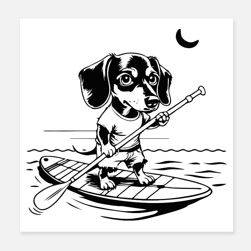 SUP SURFEN - Poster 20x20 cm - Weiß