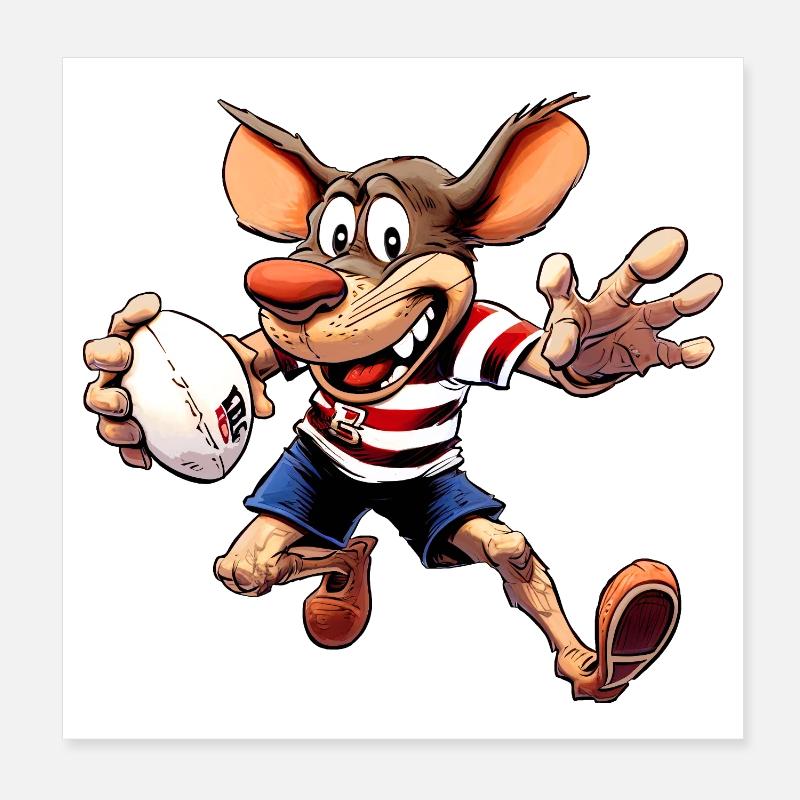 Mäuse Rugby Poster 20x20 cm