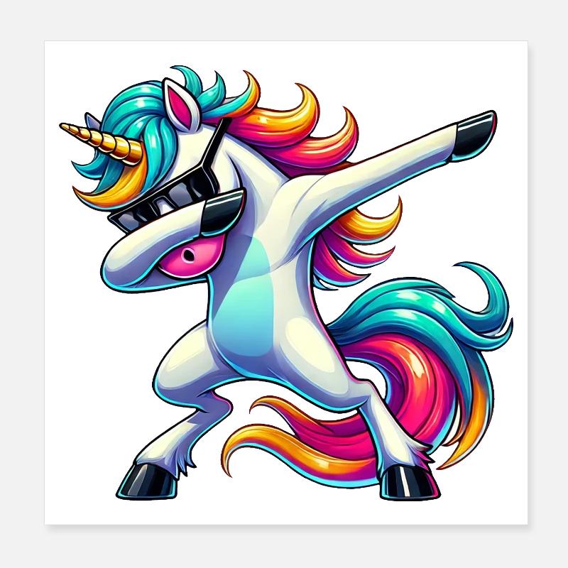 Dab Einhorn Dabbing Einhörner Unicorn Mädchen Poster 20x20 cm
