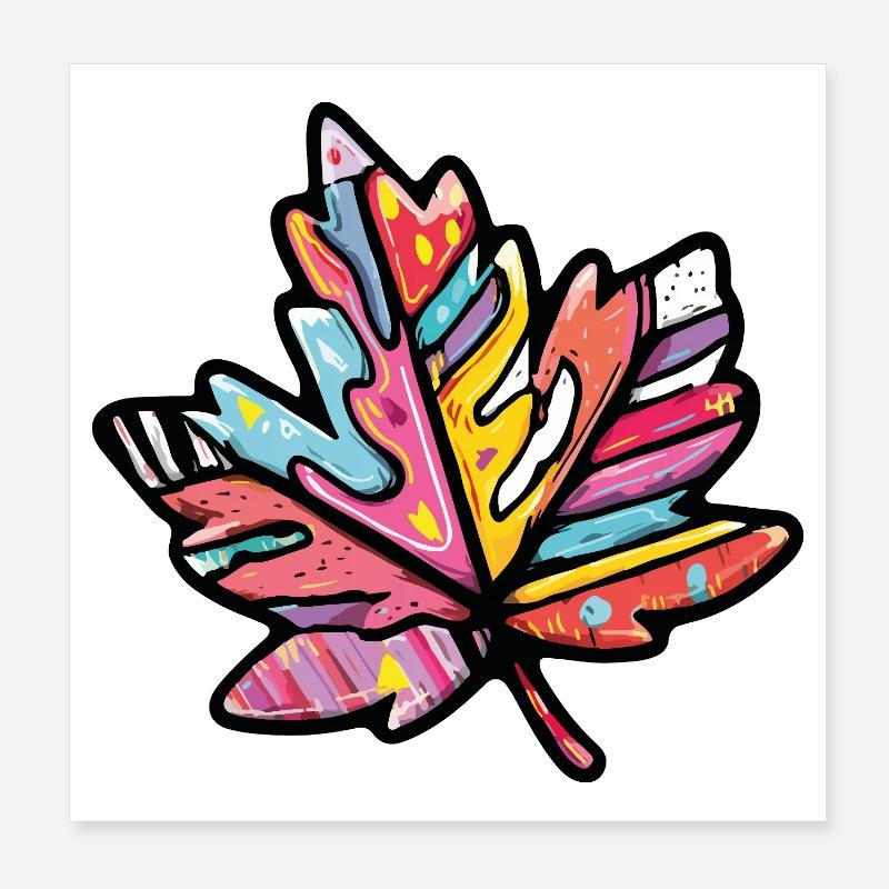 Feuille d'érable colorée d'automne Poster 20 x 20 cm