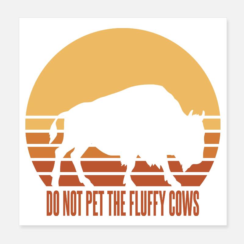 Funny Bold Buffalo Sunset Silhouette Poster 8" x 8" (20x20 cm)