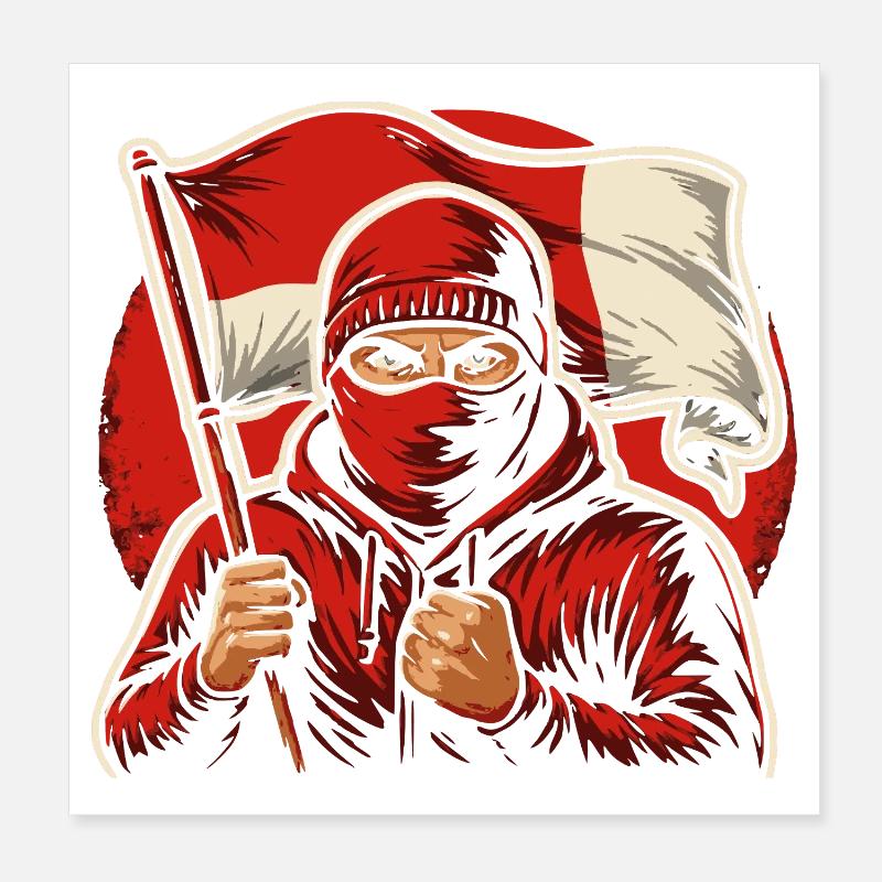 Ventilateurs Cologne Berlin Rot Weiss Poster 20 x 20 cm