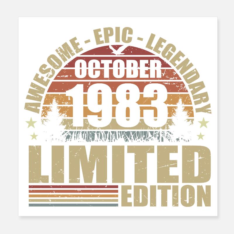 42e Anniversaire Rétro Octobre 1983 - October 1983 Poster 20 x 20 cm