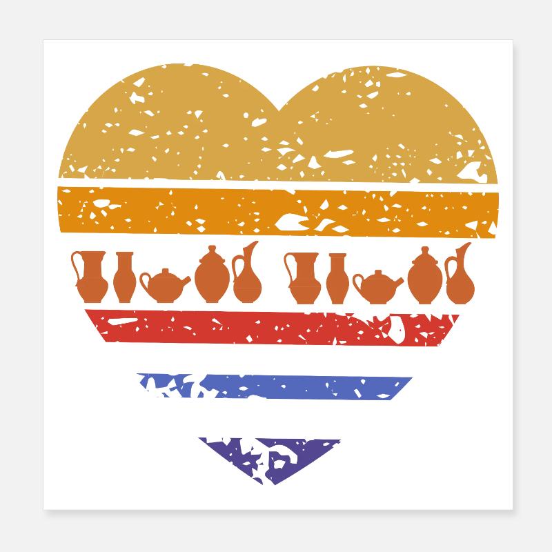 Ceramic Heart Design Lovers Art Poster 8" x 8" (20x20 cm)