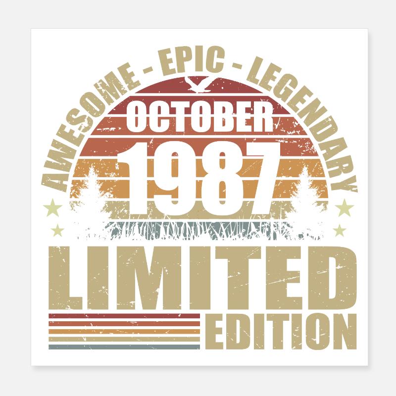 38e Anniversaire Rétro Octobre 1987 - October 1987 Poster 20 x 20 cm