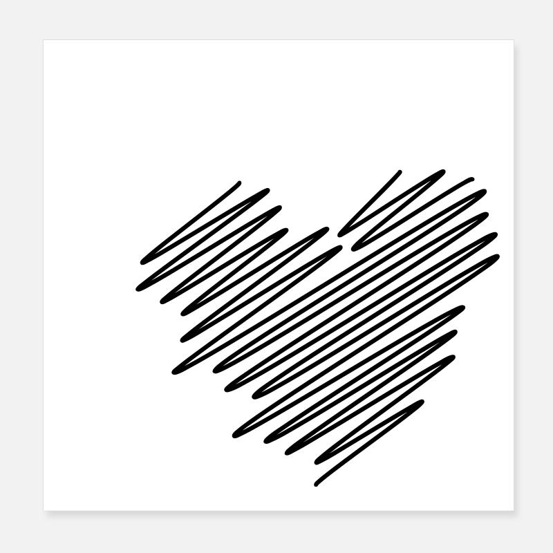 Zwei Herzen Scribble Poster 20x20 cm