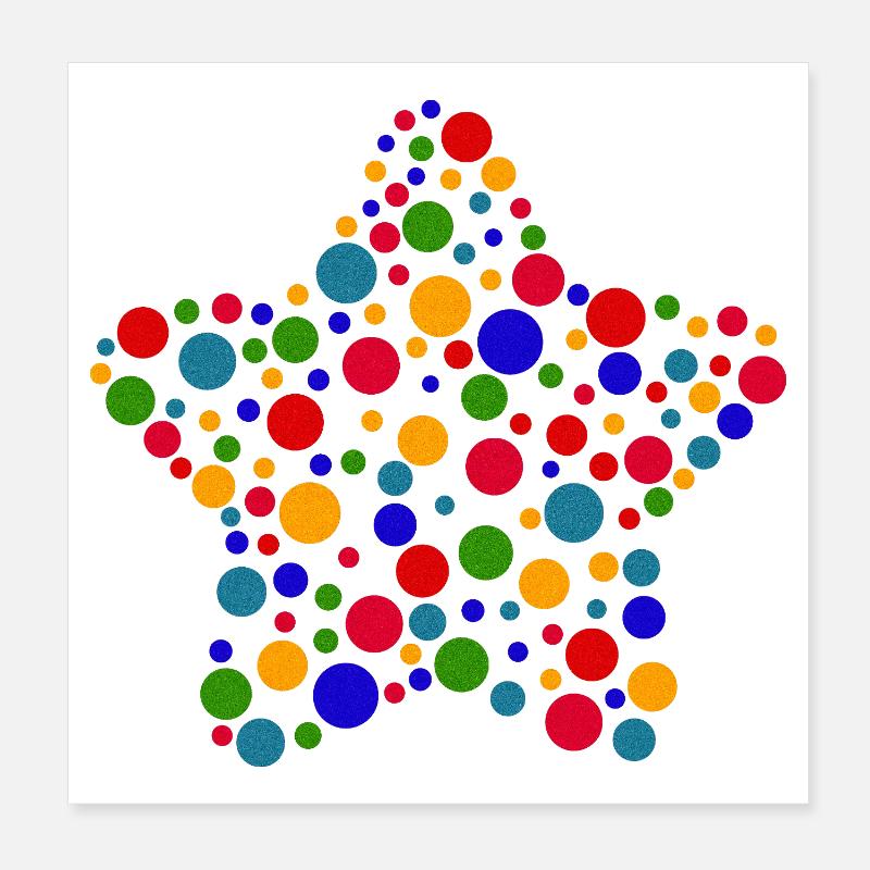 T-shirt étoile tachetée | Graphique de points colorés Poster 20 x 20 cm