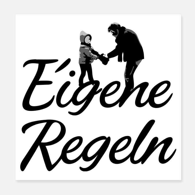 Vater und Kind Silhouette - Poster 20x20 cm - Weiß