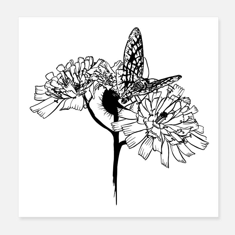Schmetterling auf Blüten Poster 20x20 cm