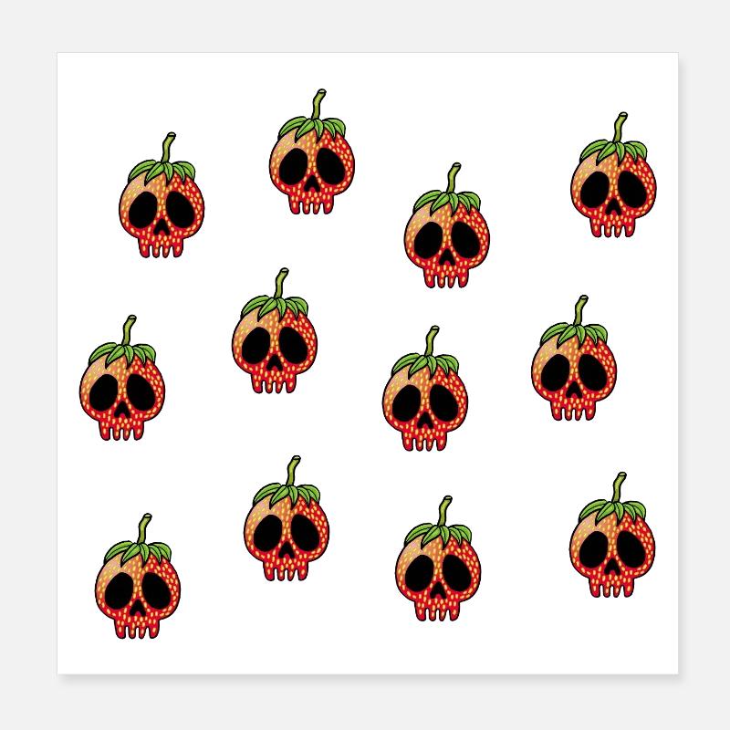 Erdbeer-Schädel Poster 20x20 cm