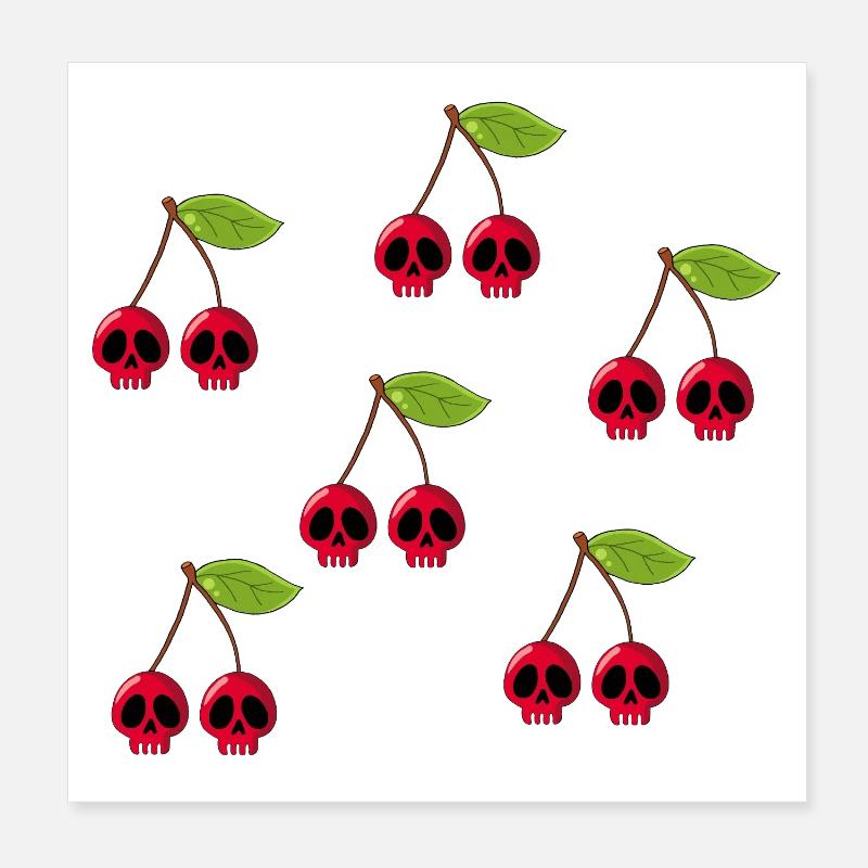 Kirsch-Schädel Poster 20x20 cm