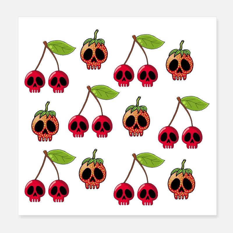 Kirsch- und Erdbeerschädel Poster 20x20 cm