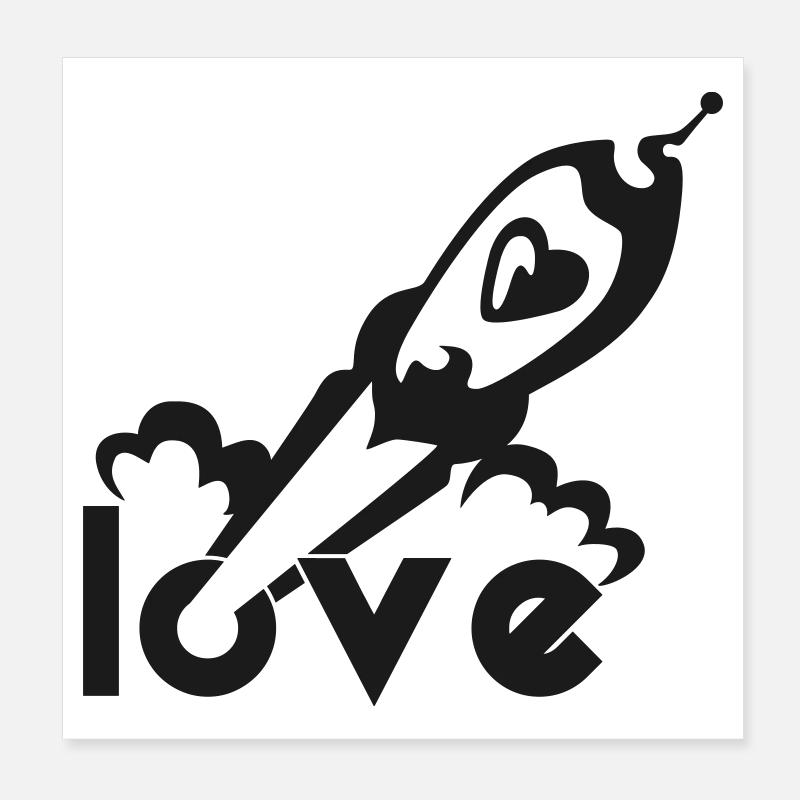 Love Rocket – Heart Space Space Design Poster 8" x 8" (20x20 cm)