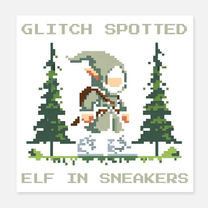 Bug entdeckt: Elf mit Sneakers | LARP Glitch Poster 20x20 cm