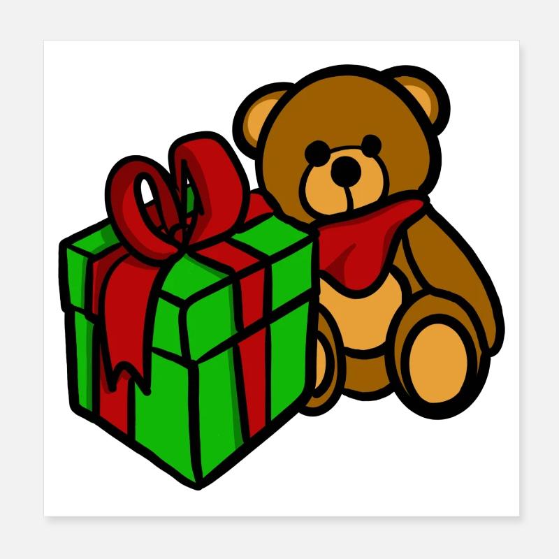 Teddy hat ein Geschenk Poster 20x20 cm
