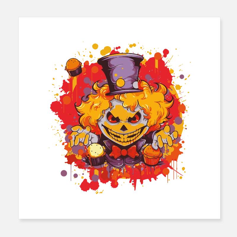Clown Carnaval Bande dessinée Poster 20 x 20 cm