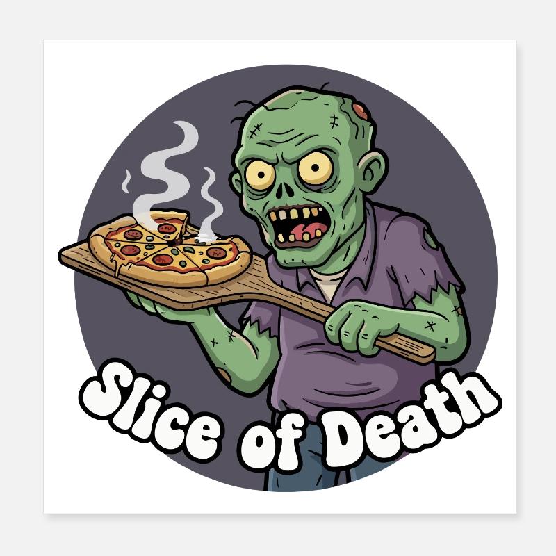 Zombie Pizza Scheibe Poster 20x20 cm