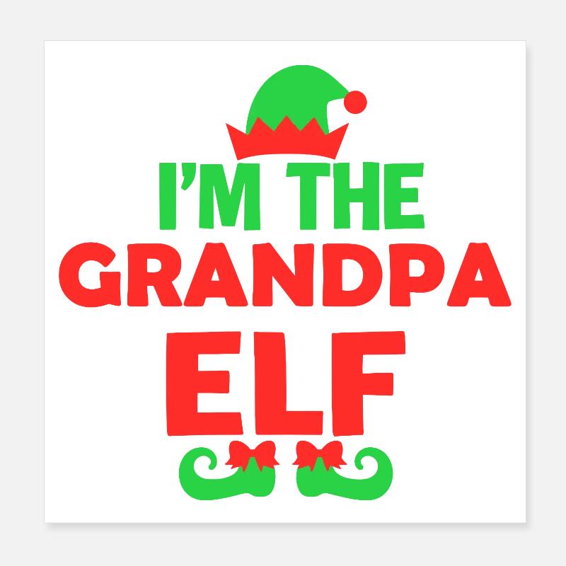 Grandpa Elf Bold Tee Poster 8" x 8" (20x20 cm)