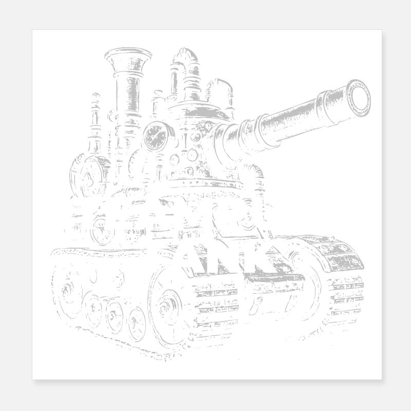 Steampunk Panzer Getriebe Drucken Poster 20x20 cm