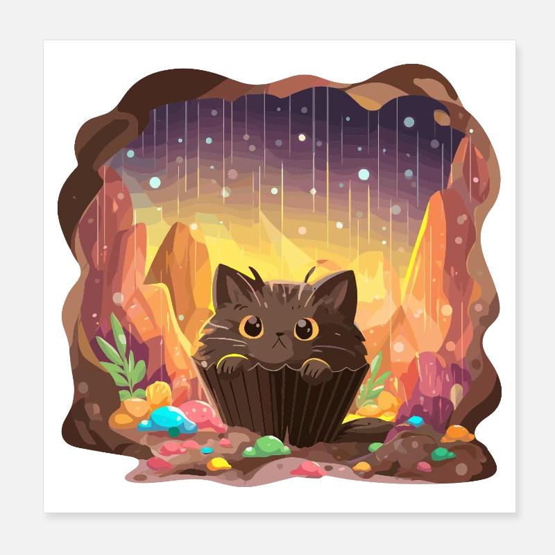 Cat Cake Grotte de cristal Poster 20 x 20 cm