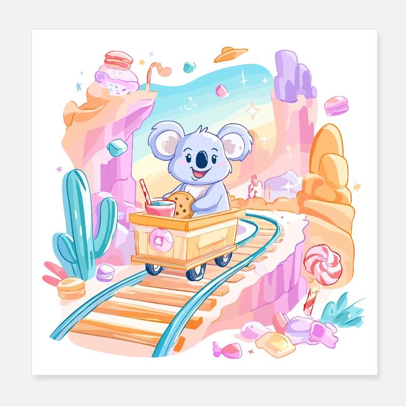 Koala auf Süßigkeitenbahn Poster 20x20 cm